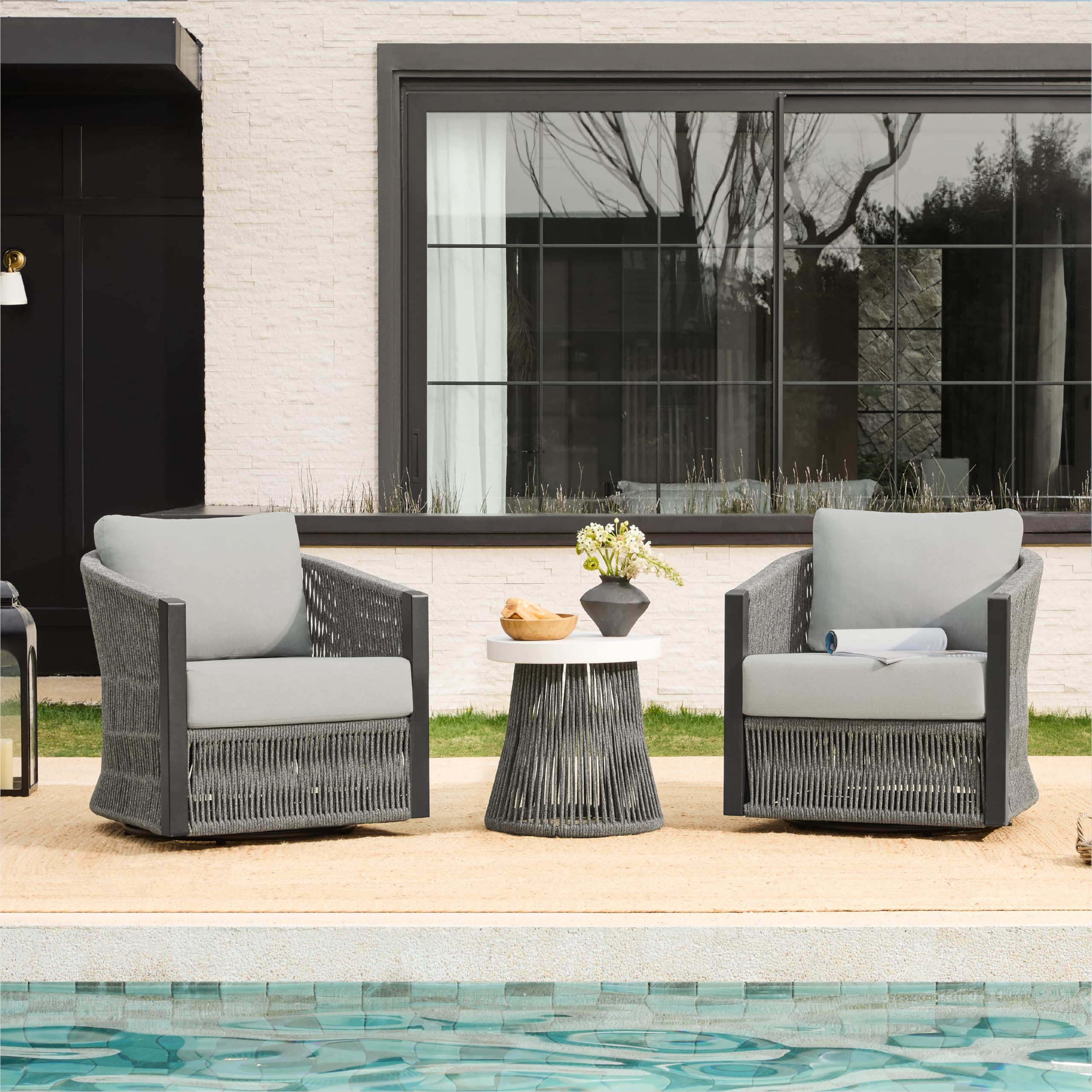 Amazon.com: CHITA 3-Piece Rattan Outdoor Patio Bistro Set, Fully